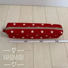ヘアアイロンポーチ　ケース　星柄　赤　ハンドメイド　トラベルポーチ