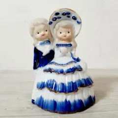 陶器人形　陶器 幸せ運ぶ　HAPPY BELL ベル　ブルー