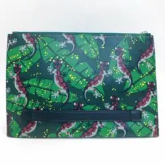 極美品FURLAフルラ クラッチバッグ セカンドバッグ 緑×トカゲ柄 正規品