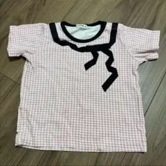 リボン　千鳥柄 Tシャツ 95サイズ