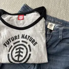 element☆レディース★七分Tシャツ&デニムパンツM〜L★エレメントジーンズ