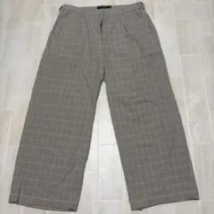 グレー系チェック柄 ワイドパンツ