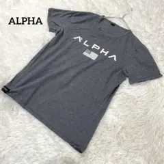 ALPHA　アルファ　半袖Tシャツ　グレー　XL　シンプル　1837