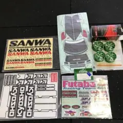 1/10 ラジコン用グリーンホイールとステッカーセットドリフトホイール