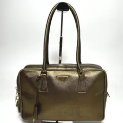 PRADA サフィアーノ ミニボストン メタル大 トートバッグ ゴールド 希少品