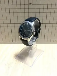 動作OK　腕時計　クォーツ　メンズ　革素材　黒