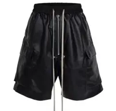 メンズ レザー ハーフパンツ 黒 ブラックopium travis carti