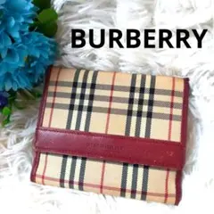 BURBERRY ããŒããªãŒããããã§ãã¯ãäžã€æã財åžããã«ããŒãèµ€ãæ¥æ¬è£œ