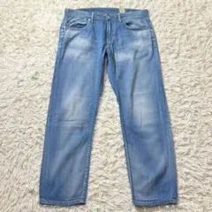 美品　ヤヌーク　MICHEL CROP　デニム　リネン混　ストレッチ　32