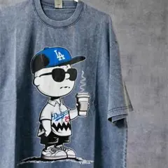 新品✨ チャーリーブラウン Tシャツ カットソーメンズ 半袖 ブルー 野球