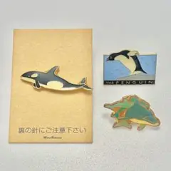 イルカ　シャチ　ペンギン　ピンバッチ　ピンズ　動物　マニマル