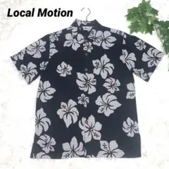Local Motion アロハシャツ チェックハイビスカス柄 黒