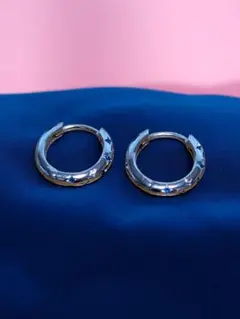 星×ブルーストーン シルバーフープピアス