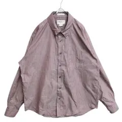 エディーバウアー　メンズシャツ　フランネル　ストライプ　赤茶　L【2735】