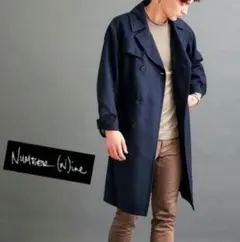 美品★初期★NUMBER (N)INE★98AW★ウール コート★ブラック★1 ＆HALF ノーカラーコート コート ウールライク配色フェルト