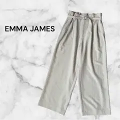 【エマジェイムズ】ツータックワイドパンツ ウエストベルト シンプル ベージュ M