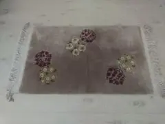 花柄刺繍ラグマット　玄関マット