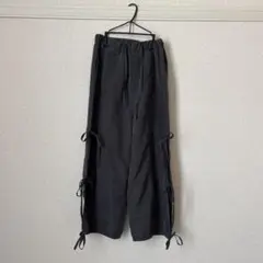 CHIP CLIP グレー サイドスリットパンツ サイドリボンパンツ