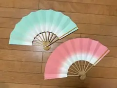 舞扇子 ミントグリーン ピンク グラデーション 2本セット