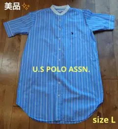 美品✨U.S POLO ASSN. ストライプ 半袖シャツ チュニック丈 L