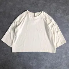 【ヴィンテージ】ミンクファーボンボン付きカットソー　アイボリー　古着　ZBS2