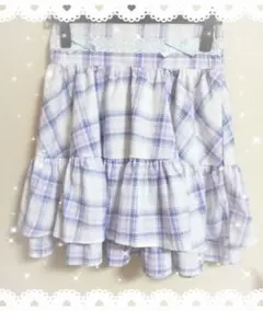 しまむら　眞白ありす　フリル　ティアード　チェック　ミニスカート　ブルー　水色