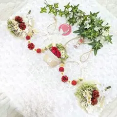 ドライフラワー♡ガーランド♡アナベルと赤い薔薇【202】