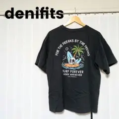 denifits サーフィンTシャツ ブラック アメカジ ドクロ