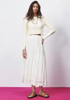 ZARA ホワイト フレアスカート XS