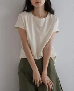 ボンジュールサガン　【汗染み防止】フレンチスリーブTシャツ　エクリュ