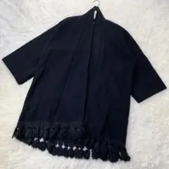 FENDI フェンディ カシミヤ ウール コート ブラック フリンジ M