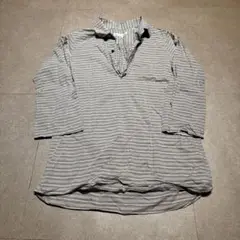 Marker’s shirt 鎌倉　長袖シャツ　ボーダー　茶色　開襟　9