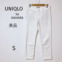 美品UNIQLO カイハラデニム　白デニムパンツ　ストレート　24インチS