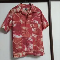 H/H ヘリーハンセン 半袖アロハシャツ 赤系マーブル