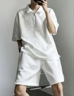 完売品‼️SHEIN メンズ ポロシャツ セットアップ ホワイト