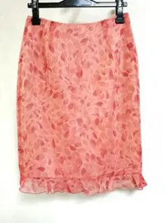 シフォン　タイトスカート　ピンク　花柄　未使用　サイズL　美品