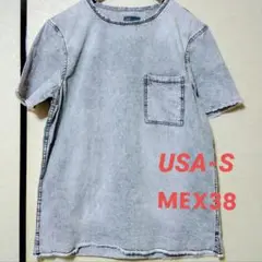 【ZARAMANザラマン】 デニム風 グレーTシャツ USA-S 38 男女兼用