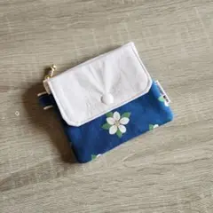 前ポケット付きファスナーミニポーチ　オリジナルデザイン生地　【ハンドメイド】