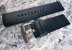 新品未使用 メンズ腕時計ベルト レザー ブラック 黒 24mm ミリタリー系
