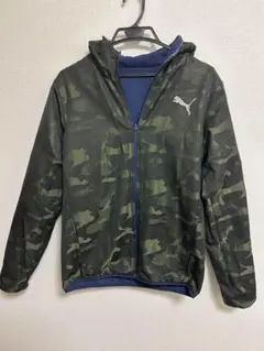 プーマ　PUMA　リバーシブル　フード付フルジップジャケット　紺×迷彩　M
