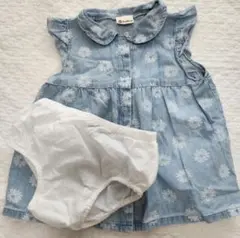 デニム花柄ワンピース 　BabyGAPブルマ付き　70