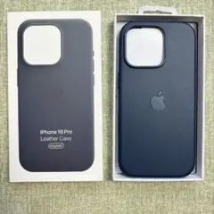 新品未使用· iPhone 16 Pro レザーケース ダークブルー