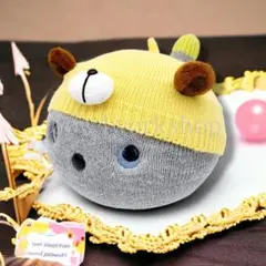 NICOBO（ニコボ）のアクセサリーハンドメイド くまちゃんのニット帽子イエロー
