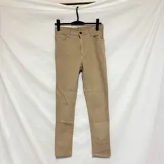 ベージュ スキニーパンツ ストレッチ 綿混 シンプル