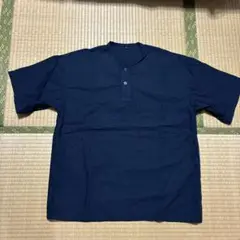 無印良品　スタンドカラープルオーバー半袖シャツＬ～ＸＬ　黒