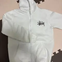 Stüssy ホワイト ジップアップパーカー
