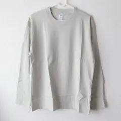 綿100% 長袖 Tシャツ 長T ライトグレー M 男女兼用 無地 シンプル