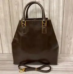 【美品】FENDI フェンディ ハンドバッグ 2WAY レザー ヴィンテージ品