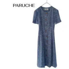 PARUCHEペルチェ　半袖花柄スカート　レトロ　前開き　ほぼ未使用