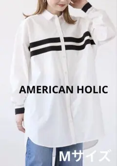 AMERICAN HOLIC リブラインシャツチュニック オフホワイト　M